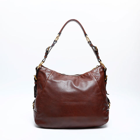 PRADA Soft Calfskin Shoulder Bag Brown WS20118