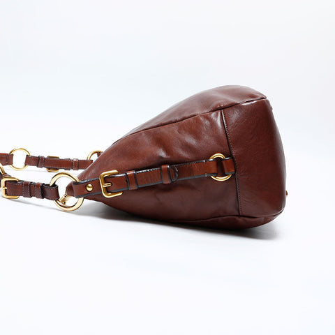 PRADA Soft Calfskin Shoulder Bag Brown WS20118