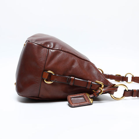 PRADA Soft Calfskin Shoulder Bag Brown WS20118
