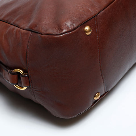 PRADA Soft Calfskin Shoulder Bag Brown WS20118