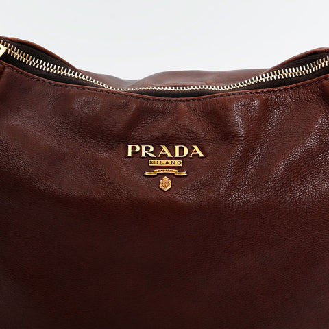 PRADA Soft Calfskin Shoulder Bag Brown WS20118