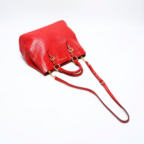 Miu Miu Leather 2way Handbag Red WS20119