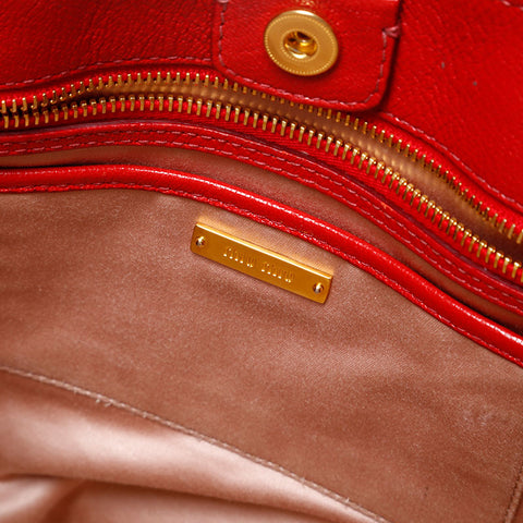 Miu Miu Leather 2way Handbag Red WS20119
