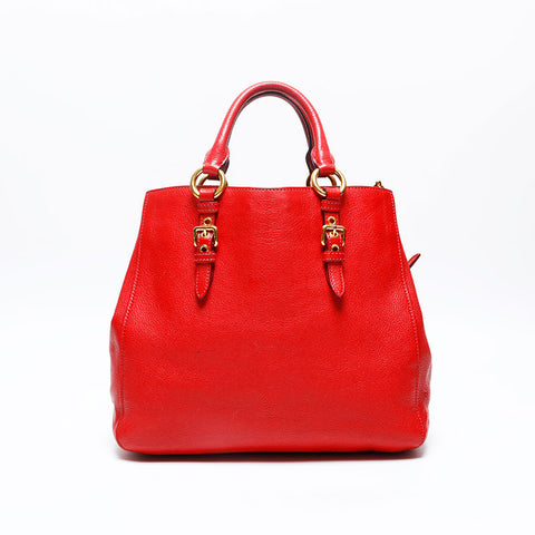 Miu Miu Leather 2way Handbag Red WS20119