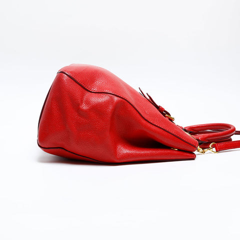 極美品 ミュウ ミュウ Miu Miu レザー 2way ハンドバッグ レッド WS20119