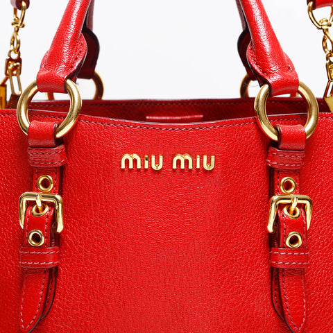 Miu Miu Leather 2way Handbag Red WS20119