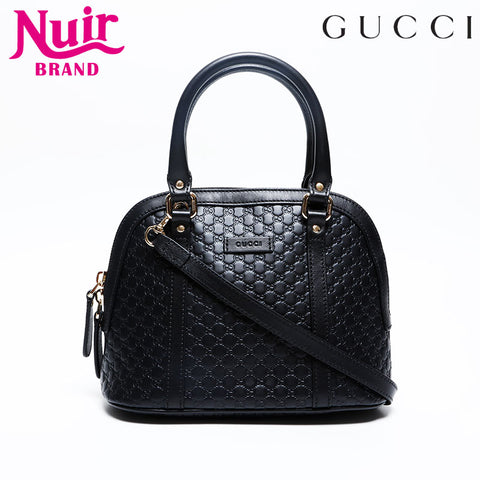 GUCCI 2way Micro GG Shima Leather Handbag black WS20120