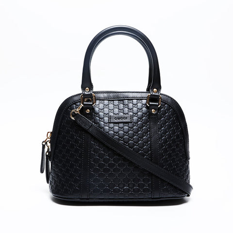 GUCCI 2way Micro GG Shima Leather Handbag black WS20120