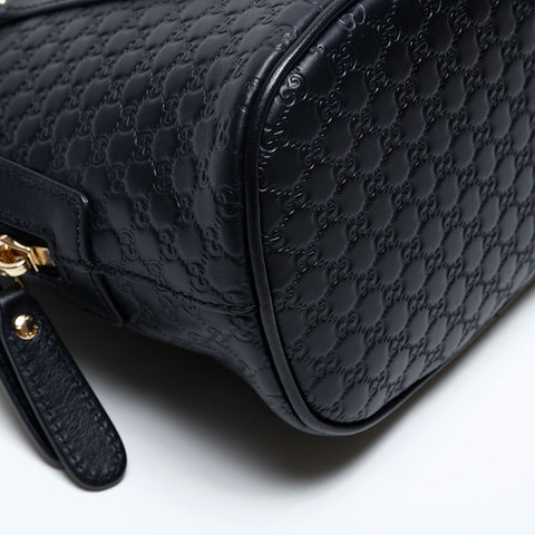 GUCCI 2way Micro GG Shima Leather Handbag black WS20120