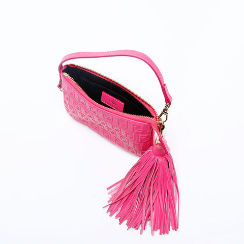 FENDI 8M0244 Leather Mini Fringe Pouch pink WS20122
