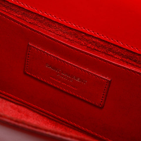 YVES SAINT LAURENT Kate Leather Fringe Chain Shoulder Bag Red WS20123