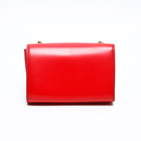 YVES SAINT LAURENT Kate Leather Fringe Chain Shoulder Bag Red WS20123