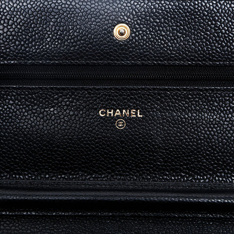CHANEL 22nd Series 2015-2016 Caviar Skin Matelasse Chain Wallet Shoulder Bag black WS20124
