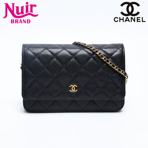 CHANEL 22nd Series 2015-2016 Caviar Skin Matelasse Chain Wallet Shoulder Bag black WS20124
