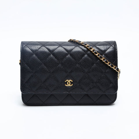 CHANEL 22nd Series 2015-2016 Caviar Skin Matelasse Chain Wallet Shoulder Bag black WS20124