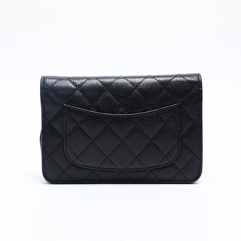 CHANEL 22nd Series 2015-2016 Caviar Skin Matelasse Chain Wallet Shoulder Bag black WS20124