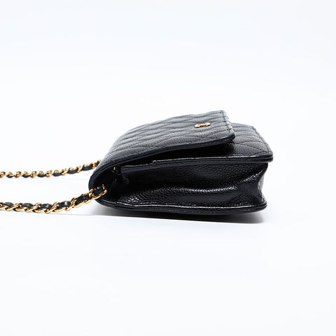 CHANEL 22nd Series 2015-2016 Caviar Skin Matelasse Chain Wallet Shoulder Bag black WS20124