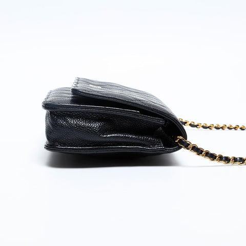 CHANEL 22nd Series 2015-2016 Caviar Skin Matelasse Chain Wallet Shoulder Bag black WS20124
