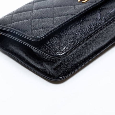 CHANEL 22nd Series 2015-2016 Caviar Skin Matelasse Chain Wallet Shoulder Bag black WS20124