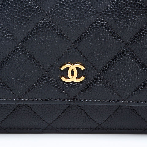 CHANEL 22nd Series 2015-2016 Caviar Skin Matelasse Chain Wallet Shoulder Bag black WS20124