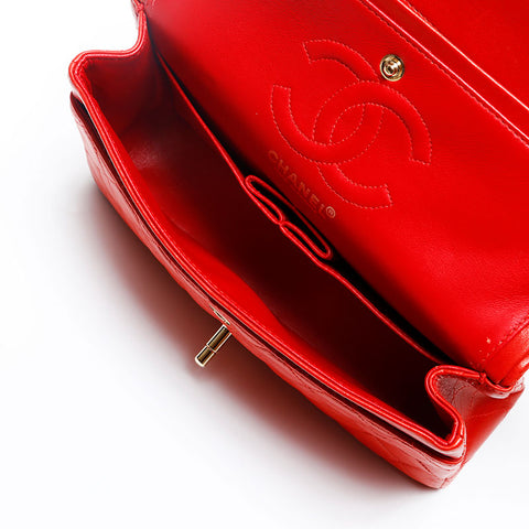CHANEL 6th series 2000-2001 Matelasse 23 Double flap Chain Shoulder Bag Red WS20126