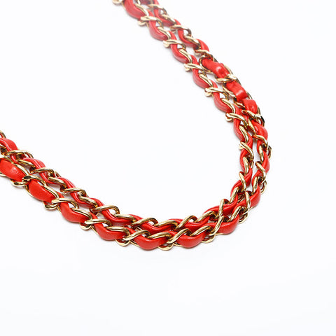 CHANEL 6th series 2000-2001 Matelasse 23 Double flap Chain Shoulder Bag Red WS20126