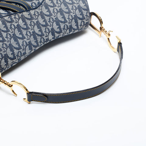 Christian Dior Oblique canvas saddlebag Shoulder Bag Navy WS20129