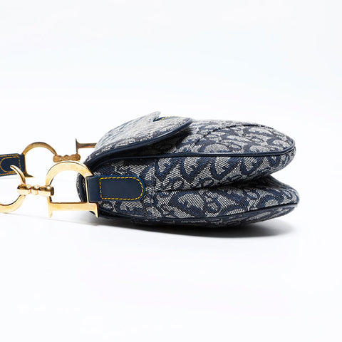 Christian Dior Oblique canvas saddlebag Shoulder Bag Navy WS20129