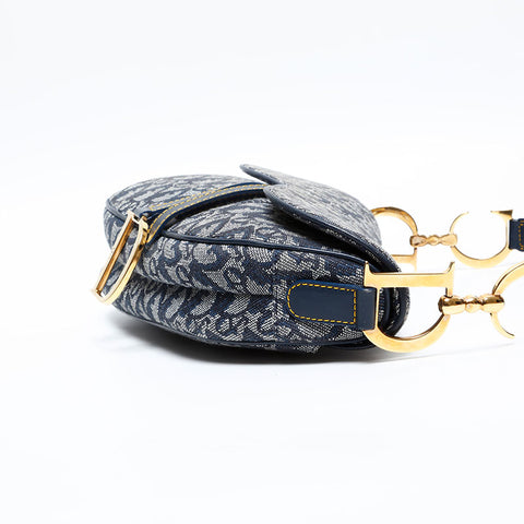 Christian Dior Oblique canvas saddlebag Shoulder Bag Navy WS20129
