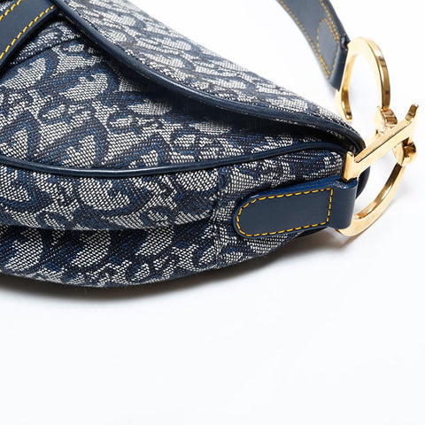 Christian Dior Oblique canvas saddlebag Shoulder Bag Navy WS20129