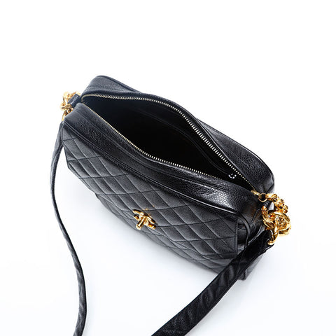 CHANEL No. 2 1993-1994 Caviar Skin Shoulder Bag black WS20130