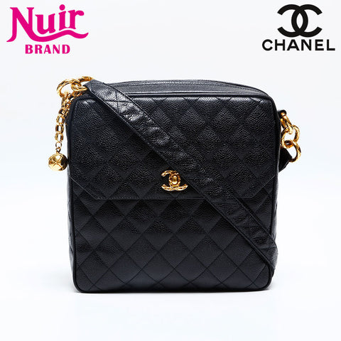 CHANEL No. 2 1993-1994 Caviar Skin Shoulder Bag black WS20130