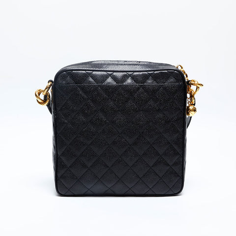 CHANEL No. 2 1993-1994 Caviar Skin Shoulder Bag black WS20130
