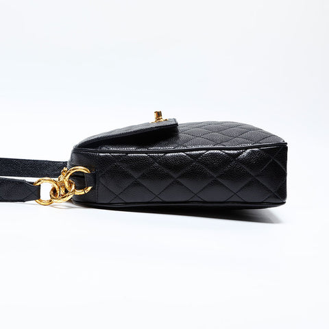 CHANEL No. 2 1993-1994 Caviar Skin Shoulder Bag black WS20130