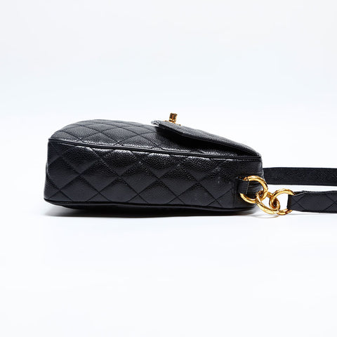 CHANEL No. 2 1993-1994 Caviar Skin Shoulder Bag black WS20130