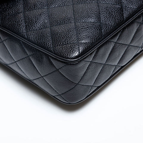 CHANEL No. 2 1993-1994 Caviar Skin Shoulder Bag black WS20130