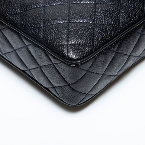 CHANEL No. 2 1993-1994 Caviar Skin Shoulder Bag black WS20130