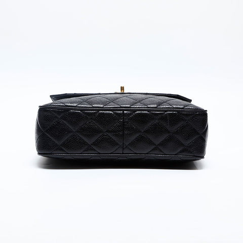 極美品 シャネル CHANEL 2番台 1993-1994 キャビアスキン ショルダーバッグ  ブラック WS20130
