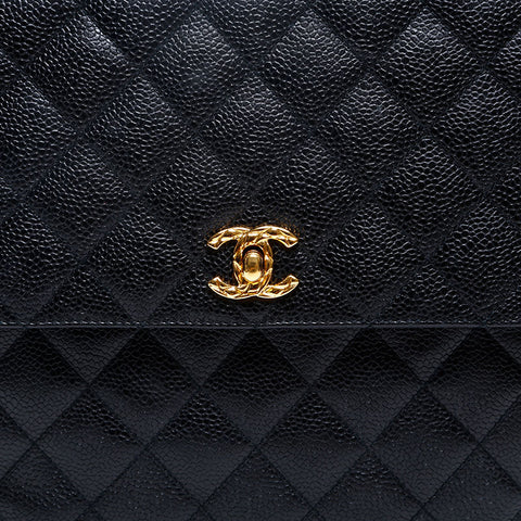 CHANEL No. 2 1993-1994 Caviar Skin Shoulder Bag black WS20130