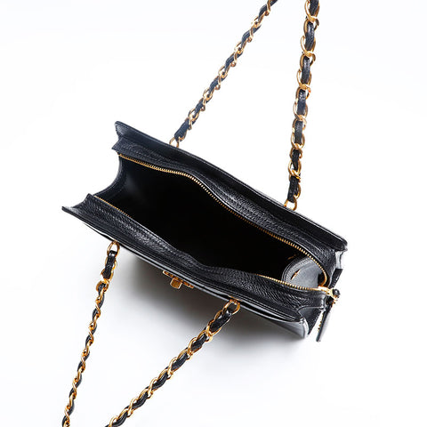 CHANEL No. 5 Caviar Skin Turnlock 1999-2000 Shoulder Bag black WS20131