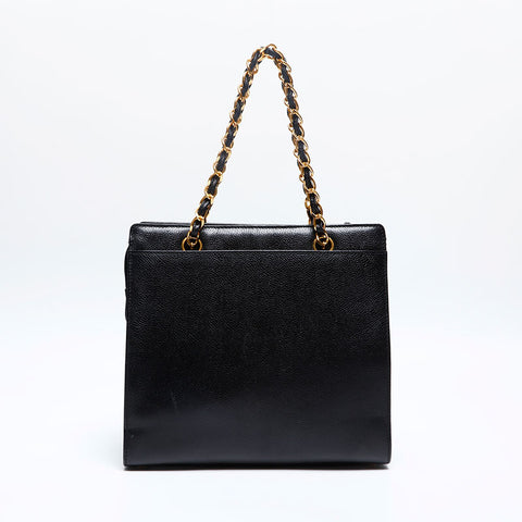 CHANEL No. 5 Caviar Skin Turnlock 1999-2000 Shoulder Bag black WS20131