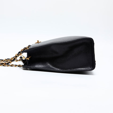 CHANEL No. 5 Caviar Skin Turnlock 1999-2000 Shoulder Bag black WS20131