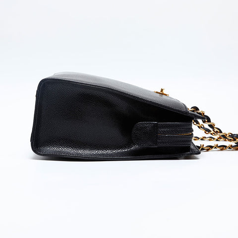 CHANEL No. 5 Caviar Skin Turnlock 1999-2000 Shoulder Bag black WS20131