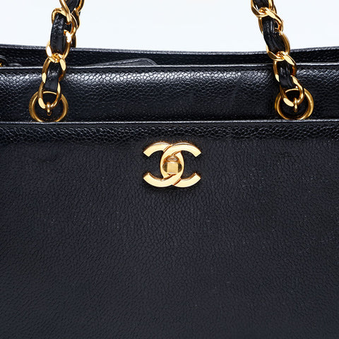CHANEL No. 5 Caviar Skin Turnlock 1999-2000 Shoulder Bag black WS20131