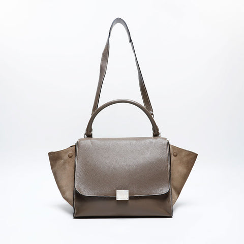 CELINE Trapeze Leather Handbag gray WS20132