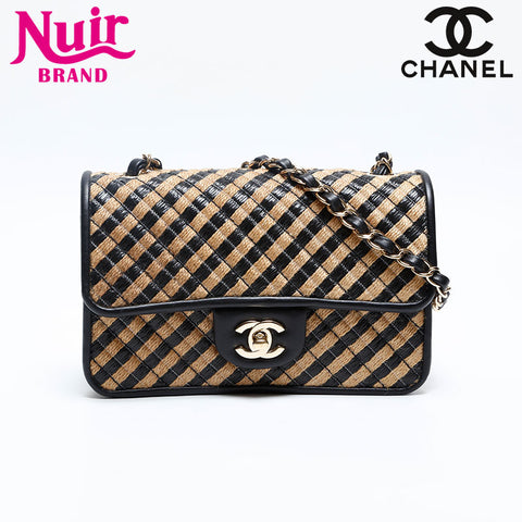 CHANEL 31st series Mini flap 2021-2022 straw leather Shoulder Bag beige WS20133