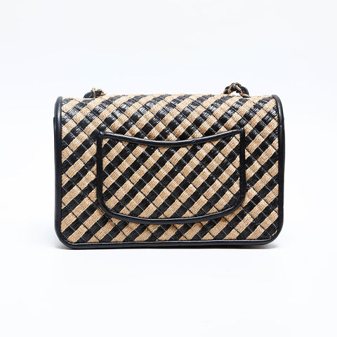 CHANEL 31st series Mini flap 2021-2022 straw leather Shoulder Bag beige WS20133