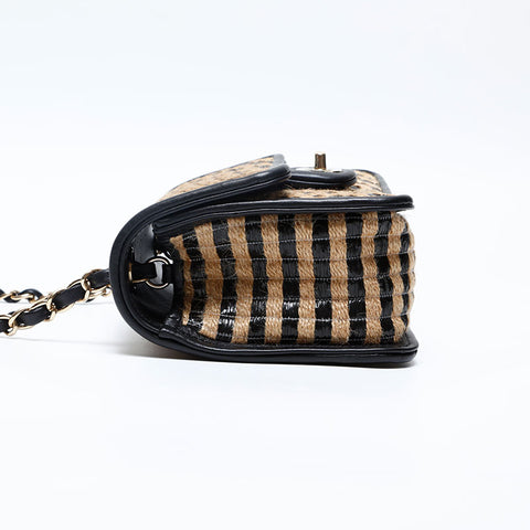 CHANEL 31st series Mini flap 2021-2022 straw leather Shoulder Bag beige WS20133