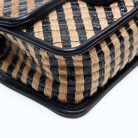 CHANEL 31st series Mini flap 2021-2022 straw leather Shoulder Bag beige WS20133