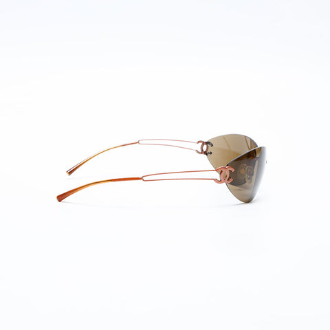 CHANEL Rimless COCO Mark sunglasses Brown WS20137